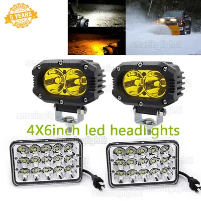 2x 4x6  LED Headlight + 4  Pod Fit BLIZZARD Snowplow Snow Plow 680LT 720LT 810 • $58.41