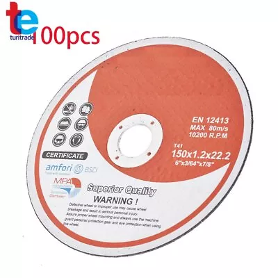 100 Pack 6 Inch Cut-off Wheel - Metal & Stainless Steel Cutting Discs New • $61.47