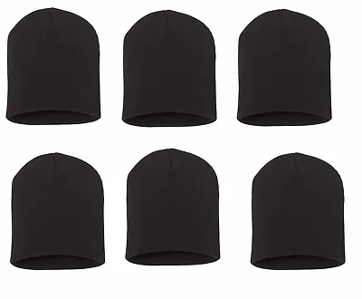 6 PCS Knit Short Plain Ribbed Beanie Ski Cap Skull Hat Warm Solid Winter NY • $10.99