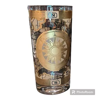 Set Of 6 CERA Old World Map 22kt Gold Black MCM Tumblers Glasses MINT CONDITION  • $80