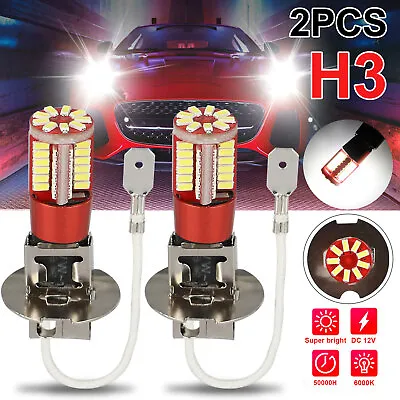 2PCS H3 LED Fog Light Bulbs Conversion Kit Super Bright DRL Canbus 6000K White • $8.98