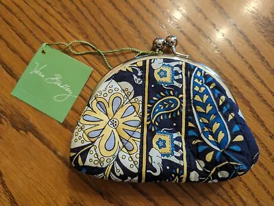 Rare Vera Bradley Double Kiss Kisslock Coin Purse In Ellie Blue FREE SHIPPING • $29.95