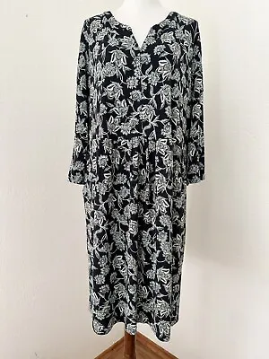 J Jill Dress Womens Large Blue Floral 3/4 Sleeve Knit Shift Pockets Cottagecore • $25.99