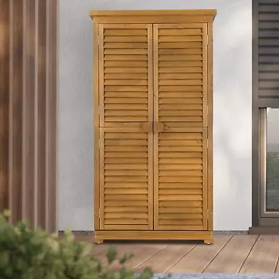 63  Wooden Storage Shed Outdoor Storage Cabinet Vertical Garden Shed For Tools • $158.90