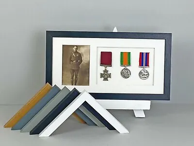 Military Medal Display Frame For Three Medals And A 6x4  Photograph.20x40cm(117) • £34