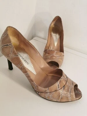 £39.99 • Buy Emporio Armani Snakeskin Leather Peep Toe Shoes Size EU 39 UK 6