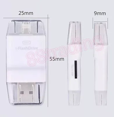 USB I Flash Drive Micro SD TF Memory Card Storage Expansion For IPhone IPad IPod • £7.98