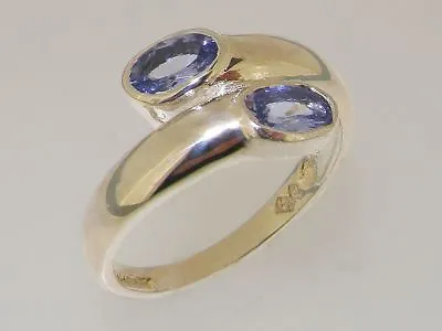 925 Sterling Silver Natural Tanzanite Womens Band Ring - Sizes J To Z • £99