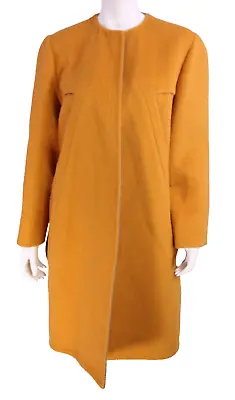 BILL BLASS Vintage Marigold Orange Wool-Alpaca Blend Collarless Mod Coat 6 • $128