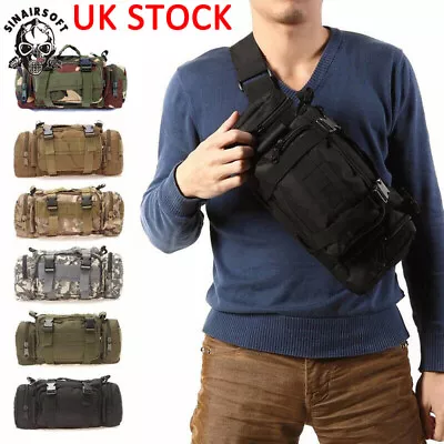 Outdoor Military Tactical 3L Camo Waist Pack Molle Camping Hiking Pouch Bag UK • £14.99