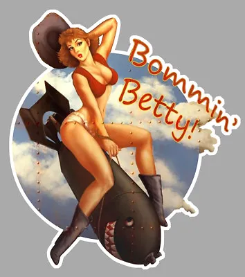 PINUP BOMB PLANE NOSE ART WW2 DUB VW COX 12cm STICKER CAR MOTORCYCLE PD063 • $5.23