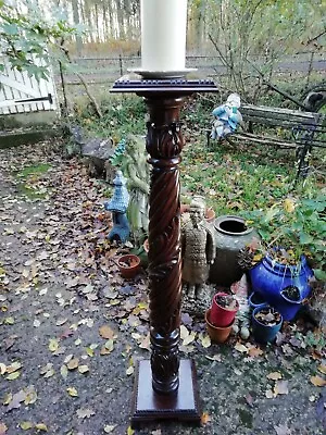 Large Antique Carved Wooden Church Torchere Jardiniere Plant Stand Circa 1910 • £295