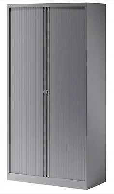 £245 • Buy Bisley Silver Metal Tambour Tall Cupboard 1970mm Tall 1000mm Wide With 4 Shelves