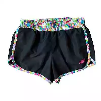 Girls L 10-12 Skechers Black Rainbow Lined Running Athletic Active Summer Shorts • $12