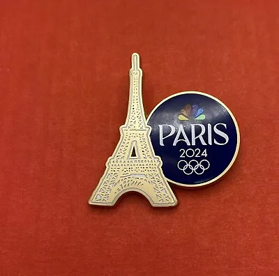 2024 Paris Olympics Pin Badge - NBC US Media Eiffel Tower • $13.99