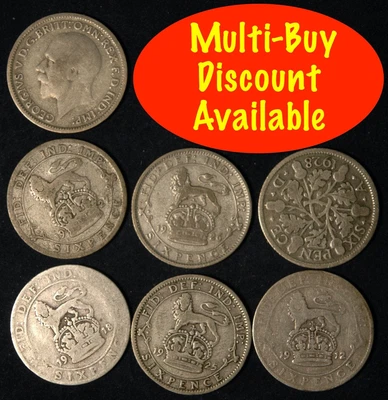 £1.49 • Buy Sixpence 1911  -  1936 George V Silver Choose Your Date Lucky Weddings Birthday