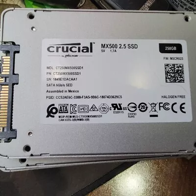 Cruicial MX500 250GB SSD SATA 2.5  Internal Hard Drive (CT250MX500SSD1) • $20