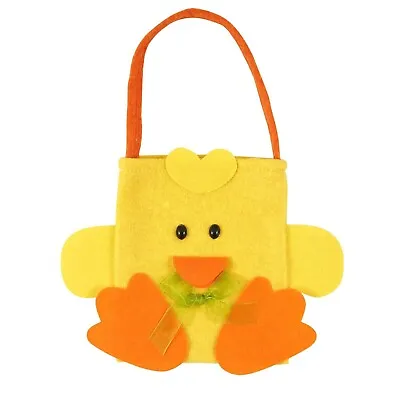 Easter Felt Chick Bags Egg Hunt Baskets Yellow Chick Gift Bag Kids Party Favors • £2.79