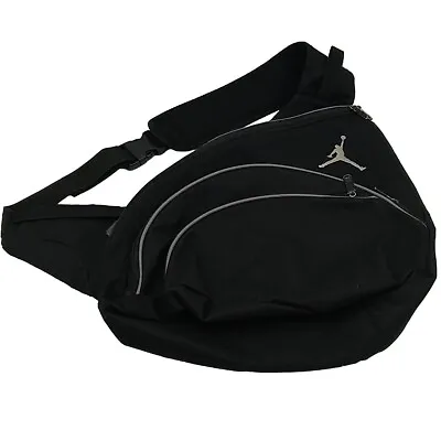 Black Air Jordan Chrome / Silver / Metal Jumpman  Crossbody Sling Bag / Backpack • $49.95
