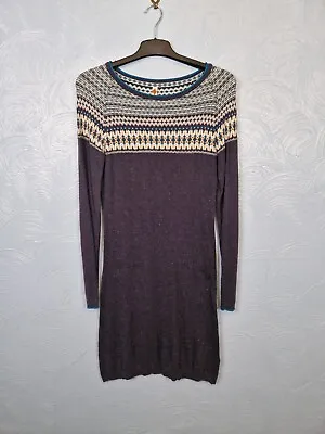 Weird Fish Jumper Dress Womens Size 10 12 Fairisle Wool Blend Thin Knit • £12.99