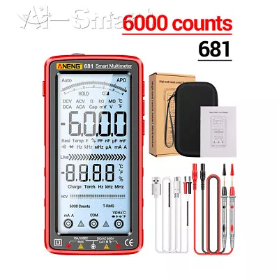 Smart LCD Digital Multimeter 6000 Count AC/DC Voltage Tester Resistance Meter UK • £21.47