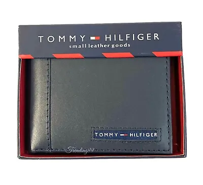 £24.99 • Buy Tommy Hilfiger Men's RFID Protected Navy Leather Passcase Wallet_31TL22X063 