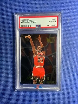 1996 Fleer Metal #128 Michael Jordan Psa 8 Nm-mt Hof Chicago Bulls • $20