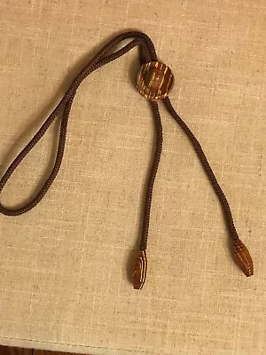 ~ Unique Antique Mexican Sombrero Hat ~ Bolo Tie ~ Wood &  Braided  Cord ~ • £20.11