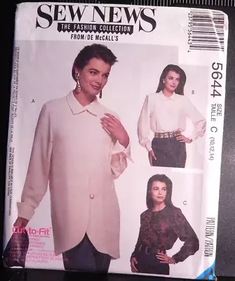 McCall's Sew News 5644 Misses' Blouse Pattern Size 10-12-14 Uncut • $5.99