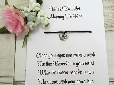 Auntie To Bee Wish Bracelet Nanny Gift Card Bee Charm Anklet Pregnancy Reveal  • £3.45