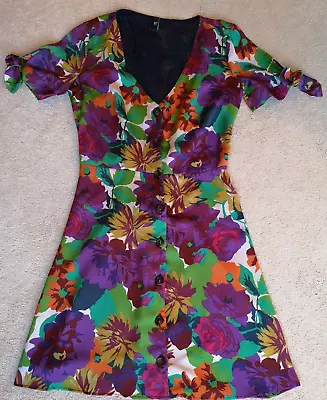 Zara Trf Small Beautiful Colourful Floral Vintage Style Arty Hippy Summer Dress • £8.99