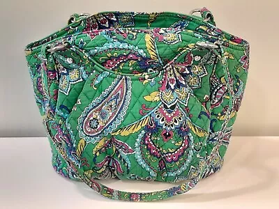 Vera Bradley Glenna Satchel Emerald Paisley Quilted Shoulder Bag Purse Tote  • $25