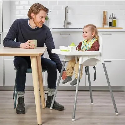 IKEA Antilop High Chair With Tray - Silver/White • £26.98