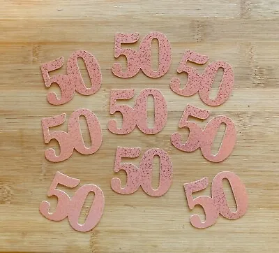 50th Birthday Anniversary Rose Gold Cupcake Toppers Number 50 Cake Decorations • £3