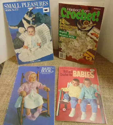 Coats & Clark Baby Knit &Crochet Books & Hooked On Crochet LOT OF 4 Vintage • $13.99