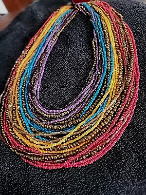 Gerda Lynggaard Monies Colorful Multi Strand Heavy Beaded Necklace Statement  • $75.99