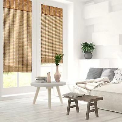 THY Cordless Bamboo Light Filtering Roman Window Blind Sun Shade With Valence • $36.19