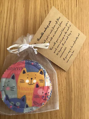 Eco Friendly Cute Cats Design Reusable Make Up Remover Pads - Pack Of 8 • £5.49