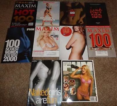 Lot Of 10 Misc FHM MAXIM Magazines Calendars 100 Sexiest Women Naked Girls NICE • $14.44