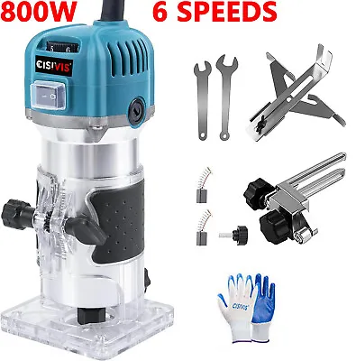 New 800W Wood Router Wood Trimmer Palm Router Tool With 6 Variable Speed UK • £22.99