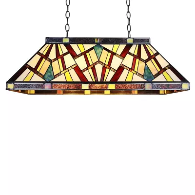 Tiffany Style Stained Glass Mission Arts & Crafts Pool/Game Ceiling Island Light • $415