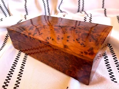 Handmade Moroccan Thuya Burl Wooden Jewelry Box Keepsake Chest Wood Memory Box • $119