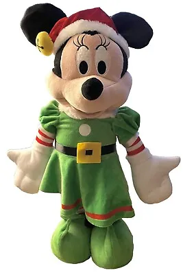 Disney Minnie Mouse 22” Christmas Porch Elf Standing Plush Santa Hat • $34.95