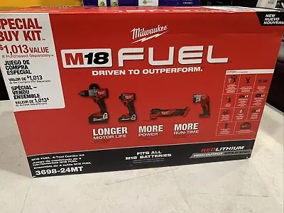 Milwaukee 3698-24MT M18 FUEL 18V Cordless 4 Tool Combo Kit W/ 18V Battery Packs • $499