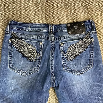 Miss Me Jeans JP5332B Boot Cut Rhinestone Embellished Angel Wings Womens Size 31 • $24.99