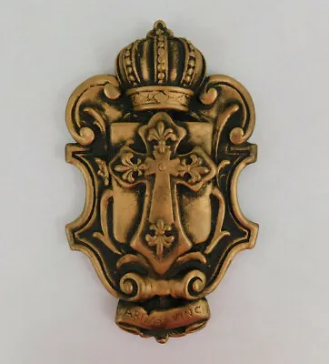 Shield Wall Plaque Cross Crown Medieval Old World Fleur De Lis French Decor • $37.95