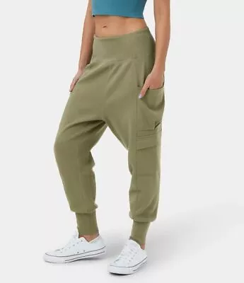 Halara High Waisted Foldover Side Pocket Waffle Harem Dance Cargo Joggers • £17.99