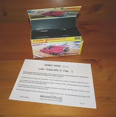 Dinky 100 Lady Penelope's Fab 1 Reproduction Box & Instruction Choose From List • £3