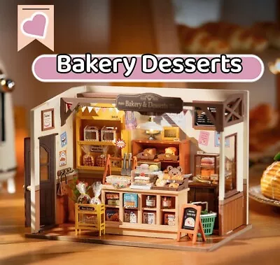 DIY Wooden Handmade Bakery Desserts Shop Dollhouse Model Kit Doll House Gift UK • £30.90