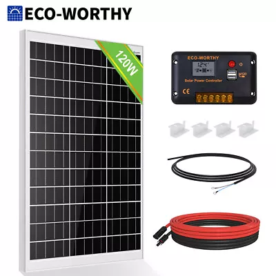 120W Solar Panel Kit 12V Battery Charger 30A Controller RV Trailer Camper Van • £109.99